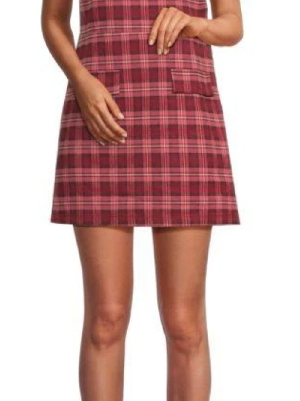 AREA STARS Plaid A-Line Mini Skirt in Burgundy